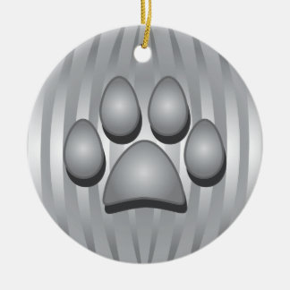 Os de chien d'argent et ornement de Noël Paw