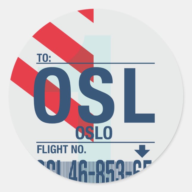 Oslo - Autocollant Rond de Voyage (Devant)