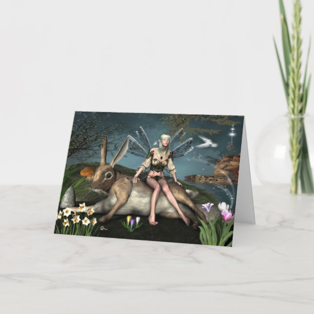 Ostara Fae et carte de voeux de lièvres de mars (Devant)