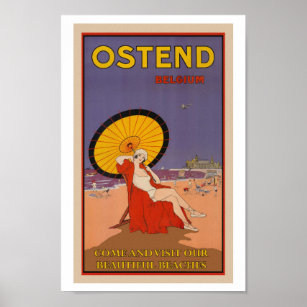 Ostend, Belgium Vintage Travel Poster