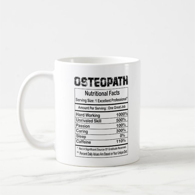 Osteopath Nutrition Facts 11oz Café Mug (Gauche)