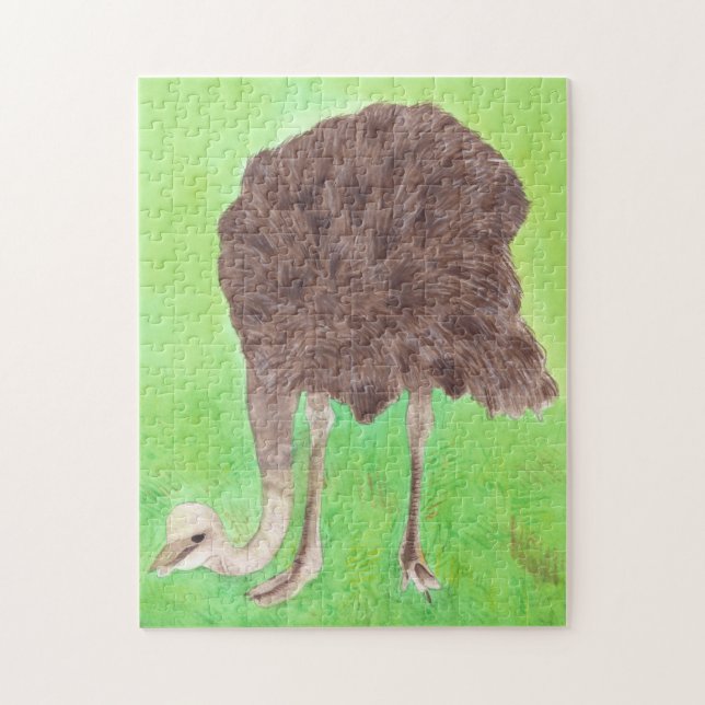 Ostrich Bird Aquarelle Peinture CherylsArt Puzzle (Vertical)