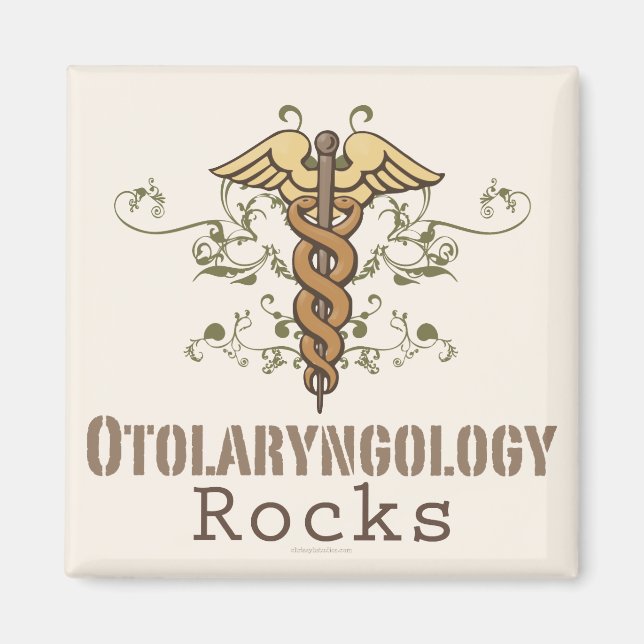 Otolaryngologie Rocks Caduceus Magnet (Devant)