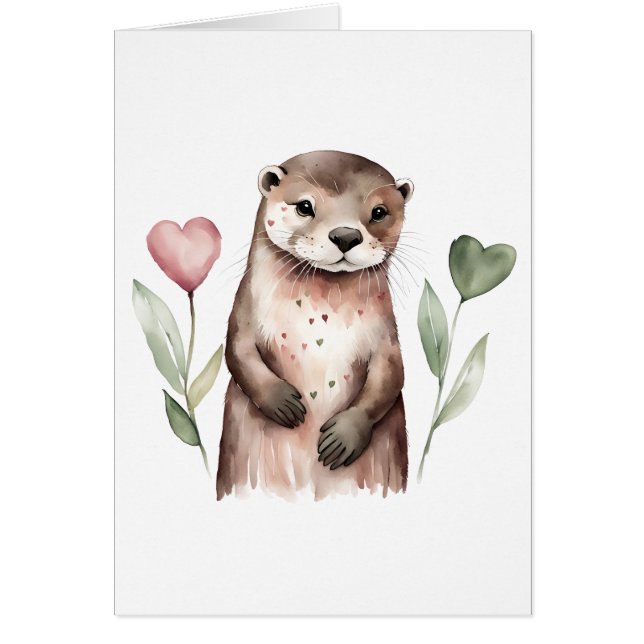 Otter Adorable Avec Fleurs Coeurs (Devant)