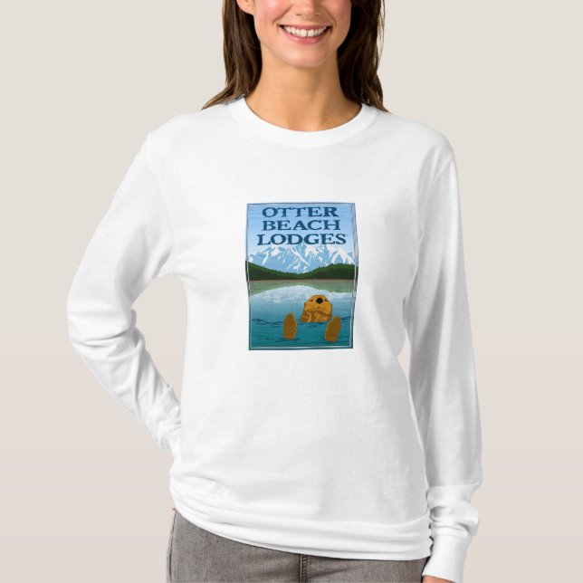 Otter Beach Lodges, un T-shirt féminin à manches l (Devant)