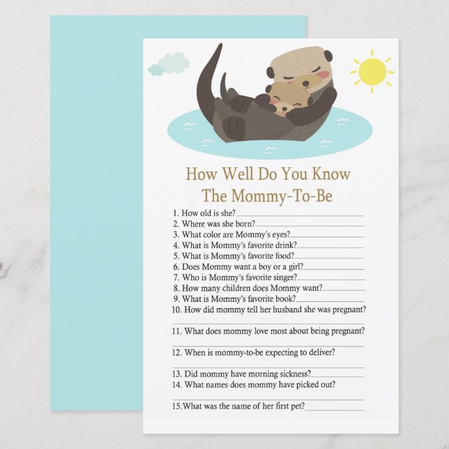 Otter comment bien connaissez-vous le jeu de baby  (Devant / Derrière)