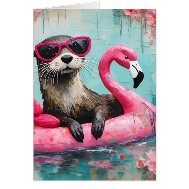 Otter Flamant rose rose Toutes les occasions Salut (Devant)