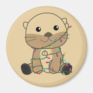 Otter Noël Neige Animaux d'hiver Otter Magnet