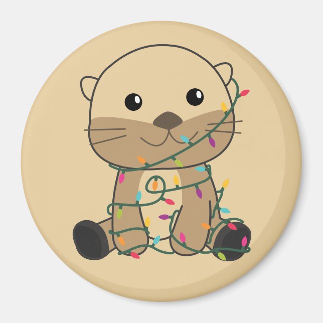 Otter Noël Neige Animaux d'hiver Otter Magnet (Devant)
