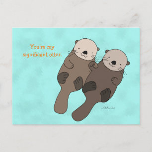 Otter Porte-Mains Carte Postale Cute Otter Couple