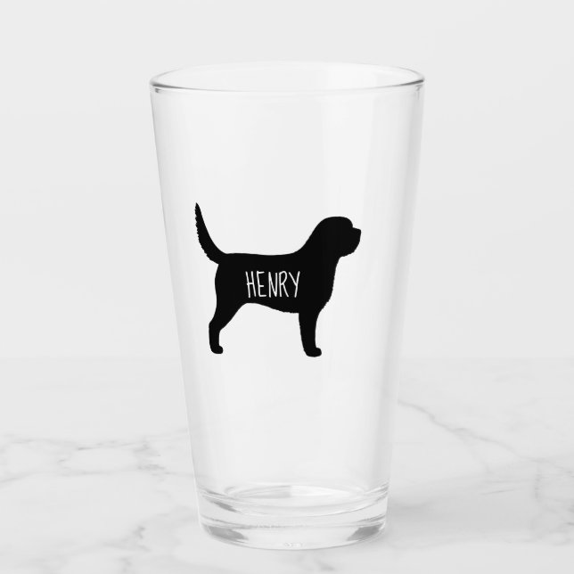 Otterhound Chien Silhouette Boire sur mesure Verre (Devant)
