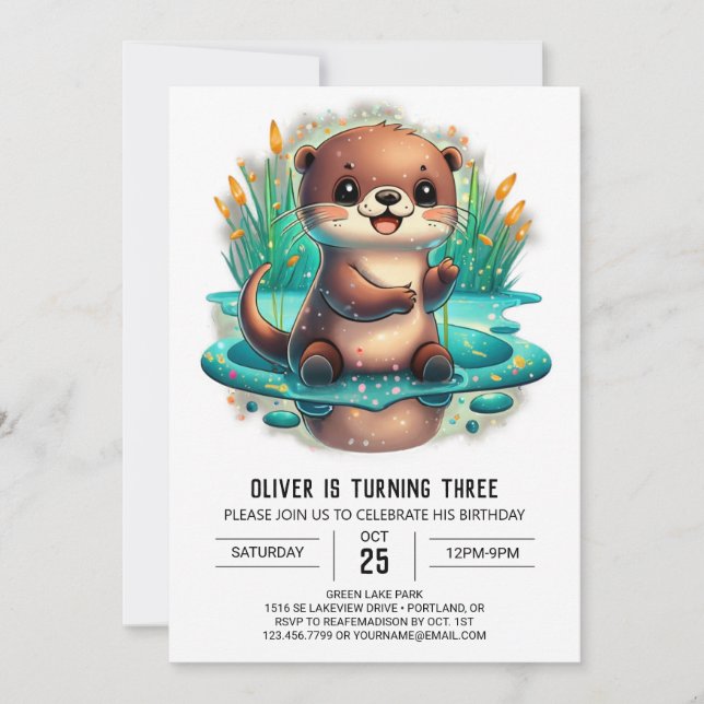 Otterly Adorable Invitation d'anniversaire (Devant)