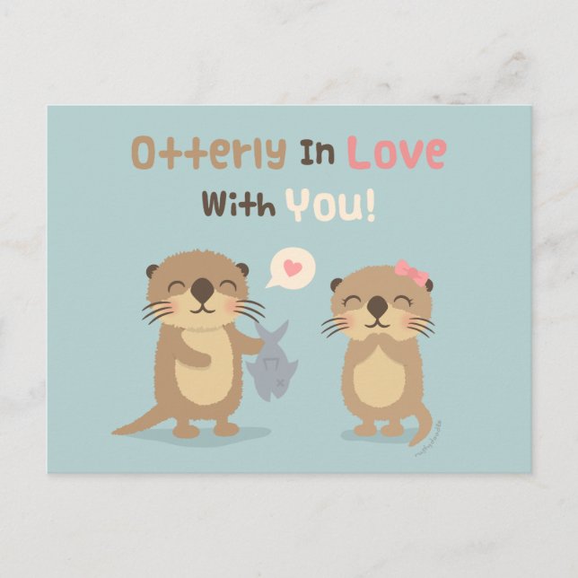 Otterly dans l'amour avec vous Pun Humour carte po (Devant)