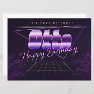 Otto Name Prénom lila retro Carte Anniversaire