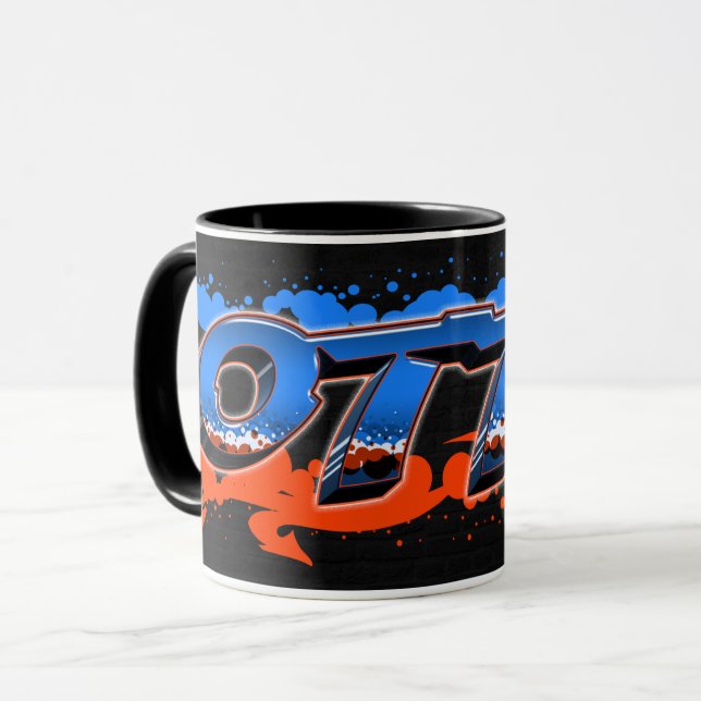 Otto prénom Graffiti blue Tasse orange (Devant gauche)