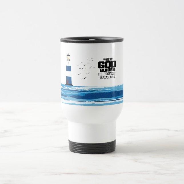 Où Dieu Guides Il Fournit De La Mug De Voyage (Centre)