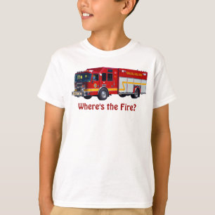 "Où est le feu ?" Chemise T-Shirt Fun Red Fire Eng