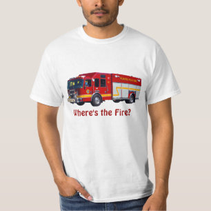 "Où est le feu ?" Chemise T-Shirt Fun Red Fire Eng