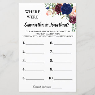 Où étaient-ils nuptiale douche anglais jeu espagno