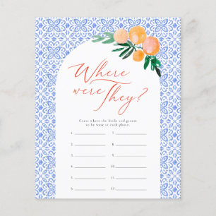 Où étaient-ils Orange Spritz Jeu de Baby Shower