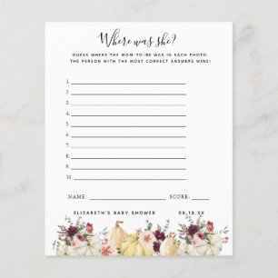 Où était-elle   Jeu Baby shower