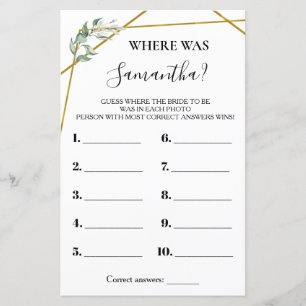 Où était Elle nuptiale douche jeu bilingue