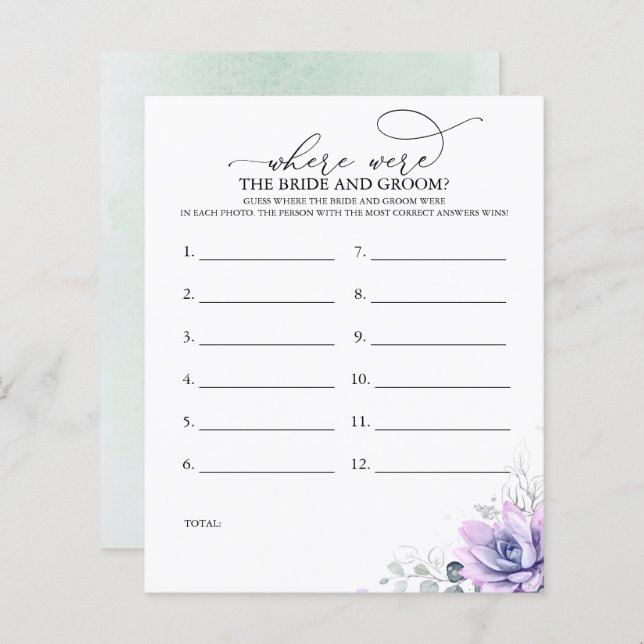 Où Était La MARIÉE ET GROOM Photo Jeu (Devant / Derrière)