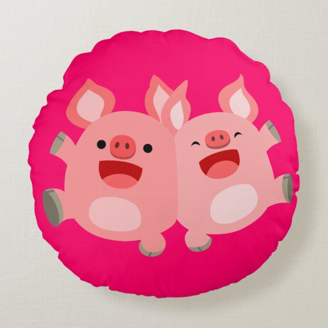 OUAI!! Cochonons de dessin animé mignons Coussin r (Devant)