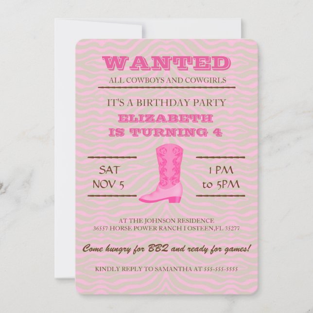 OUAIS ! Invitation à la fête d'anniversaire de Pin (Devant)