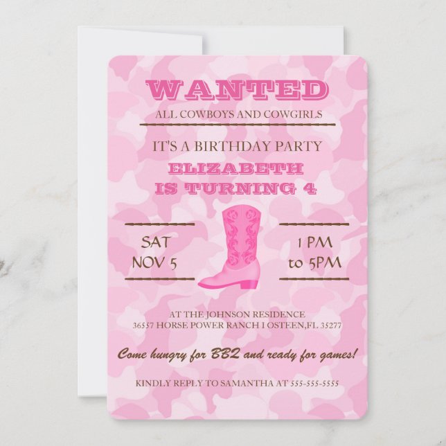 OUAIS ! Invitation à la fête d'anniversaire de Pin (Devant)