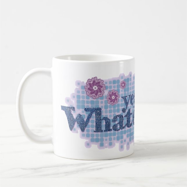 ouais quoi que ce soit... mug bleu denim et rose (Gauche)