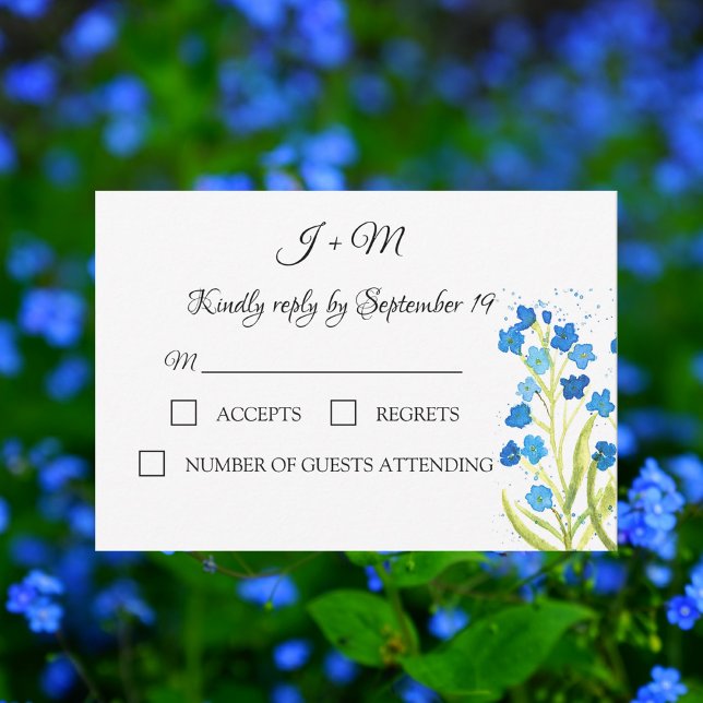 Oubliez-moi pas Floral Bleu fleurs Mariage RSVP (Créateur téléchargé)