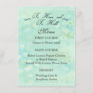 Oubliez-moi pas Floral Mariage Diner Menu