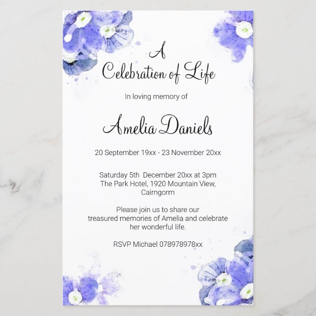 Oubliez-moi-pas la célébration de la vie (Devant)