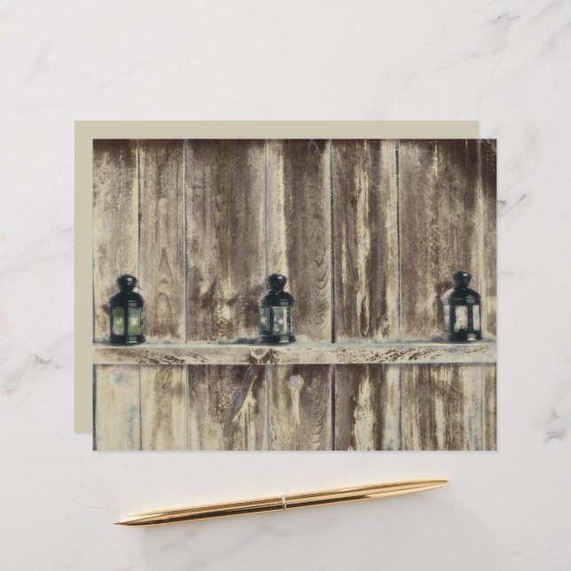 Ouest rustique Lanternes de grange en bois (Devant/Arrière en situation)