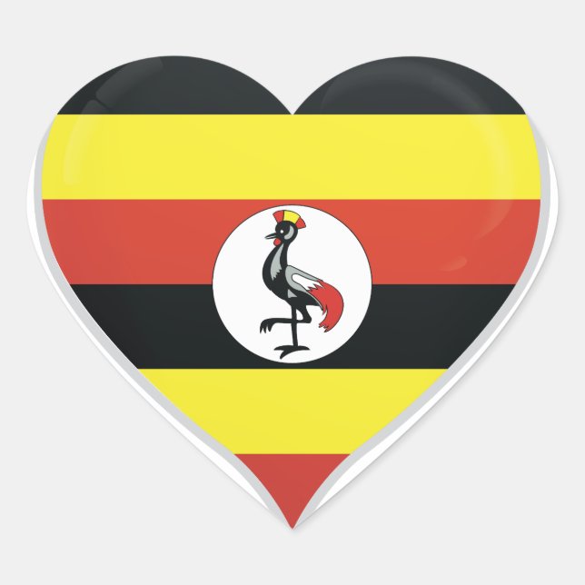 Ouganda amour drapeau orgueil autocollant coeur (Devant)