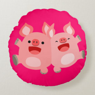 OUI ! ! Coussin rond de cochons de dessin mignon