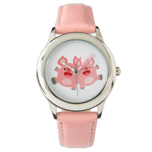 OUI ! ! Montre de cochons en caricature mignonne