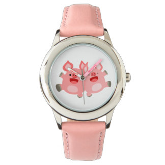 OUI ! ! Montre de cochons en caricature mignonne