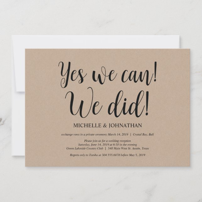 Oui nous pouvons nous avons fait Invitations de Ma (Devant)