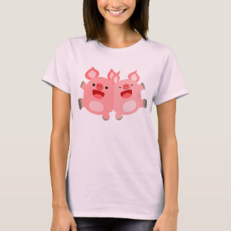OUI ! ! T-shirt femme cochons en caricature mignon