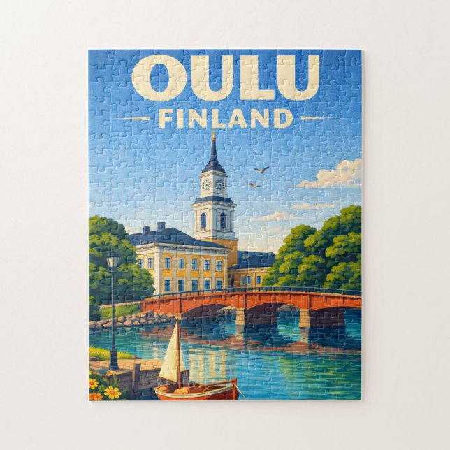 Oulu Finland Jigsaw Puzzle Vintage Travel (Vertical)
