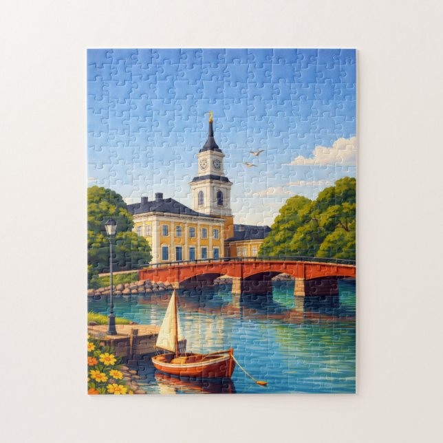 Oulu Finland Puzzle Vintage Voyage (Vertical)