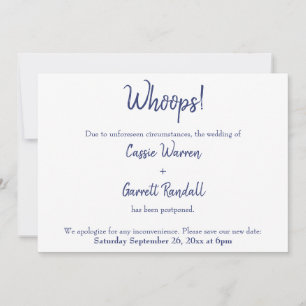 Oups ! Faire-part Mariage reporté White de la Mari