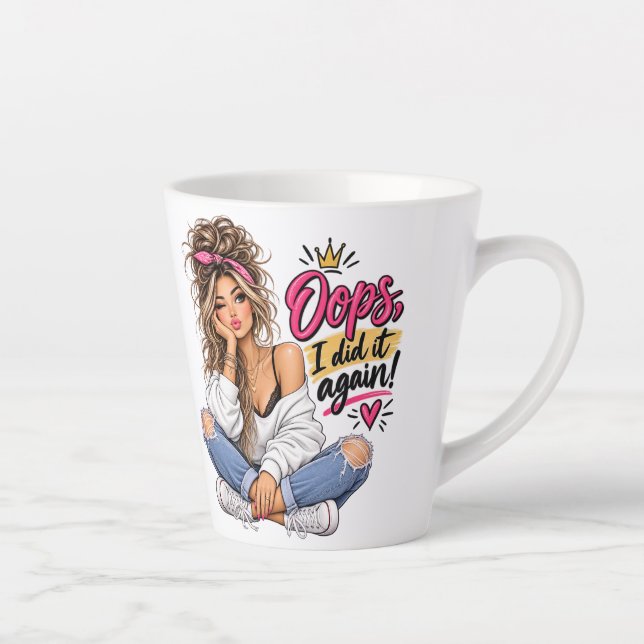 Oups, j'ai recommencé ! Mug de latte drôle et impe (Droite)