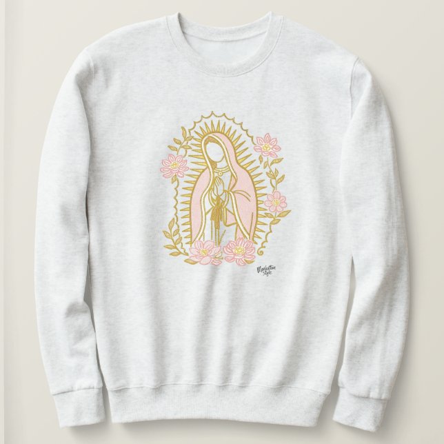 Our Lady of Guadalupe sweatshirt Virgin Mary flora (Design devant)