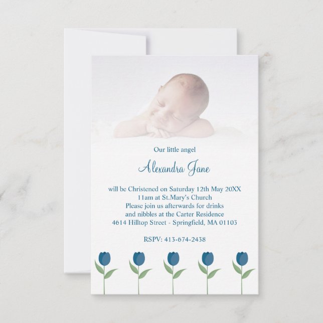 Our Little Angel Quote for Baby Baptism with Tulip (Devant)