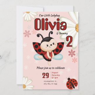 Our Little Ladybug Girl Birthday Party Invitation