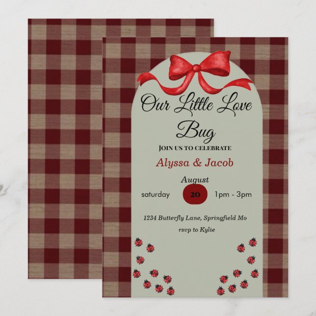 Our Little Love Bug Baby Shower Invitation  (Devant / Derrière)