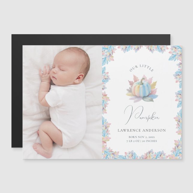 Our Little Pumpkin Baby Photo Birth Announcement (Devant / Derrière)